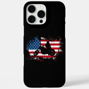 Coque iPhone 16 Pro Max American US Flag Motorcycle Funny Sport Lover