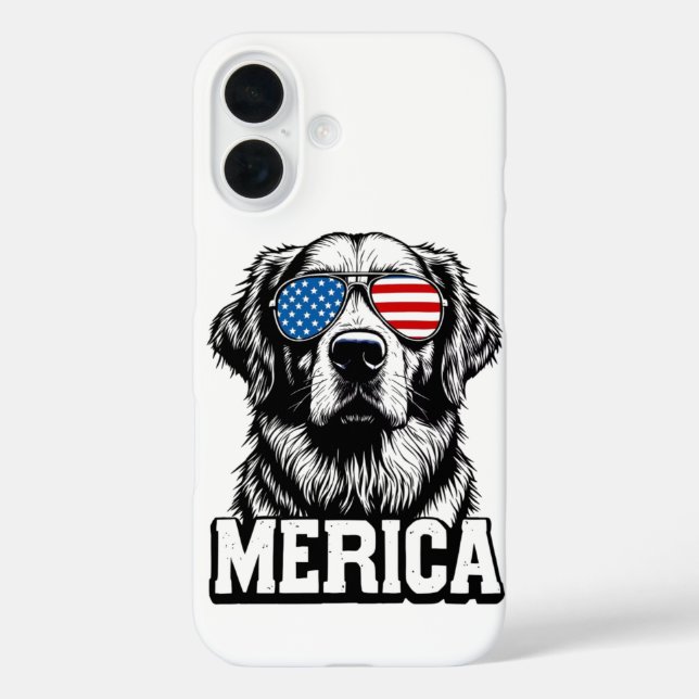 Coques Case-Mate iPhone Amérique - Patriotique Golden Retriever (Verso)