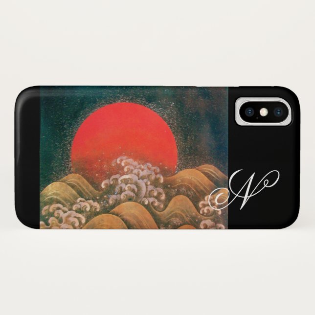 Coques Case-Mate iPhone AMETERASU, DÉESSE DU SOLEIL rouge marron noir (Dos (Horizontal))