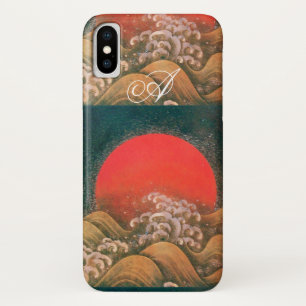 Coque iPhone X AMETERASU, SUN GODDESS rouge brun noir