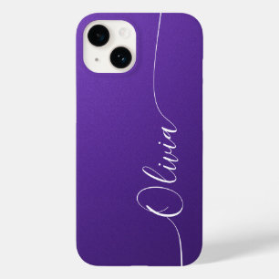 Coque Case-Mate iPhone Améthyste Blanc Élégant Calligraphie Script Nom