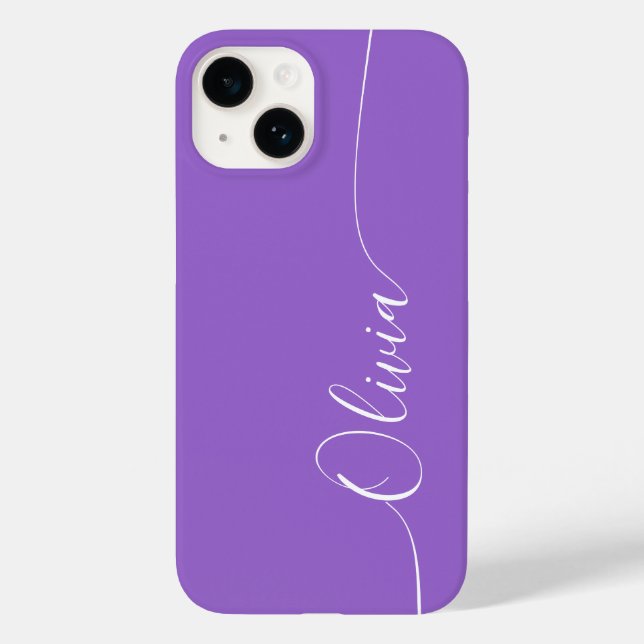 Coques Case-Mate iPhone Améthyste Élégant Calligraphie Script Nom Blanc (Verso)