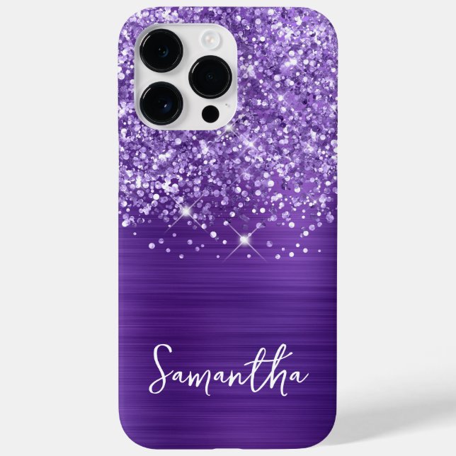 Coques Case-Mate iPhone Améthyste Pailletée Violet Glam Nom (Verso)