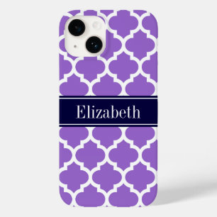 Coque Case-Mate iPhone Améthyste Wht Marocain #5 Bleu Nuit Monogramme Ini