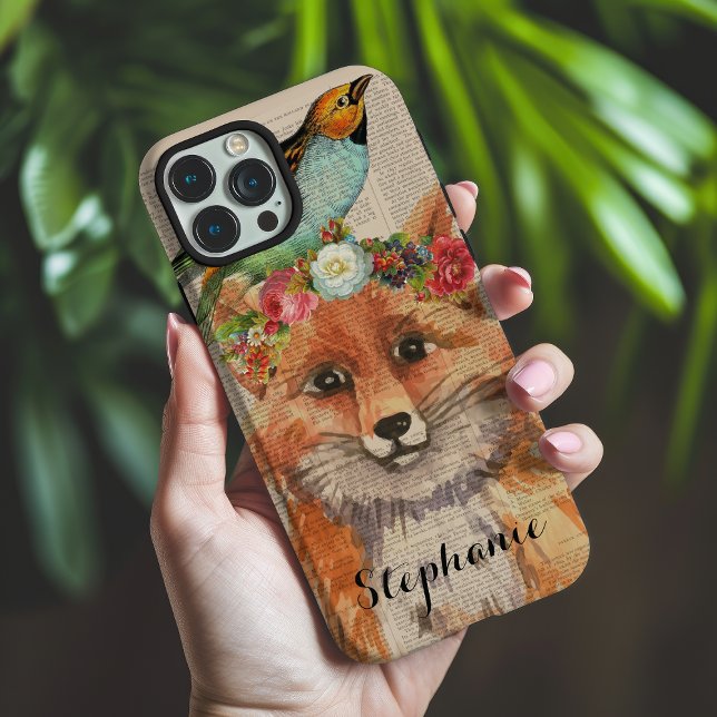Coques Case-Mate iPhone Amis floral Foxy aquarelle Nom personnalisé (Créateur téléchargé)