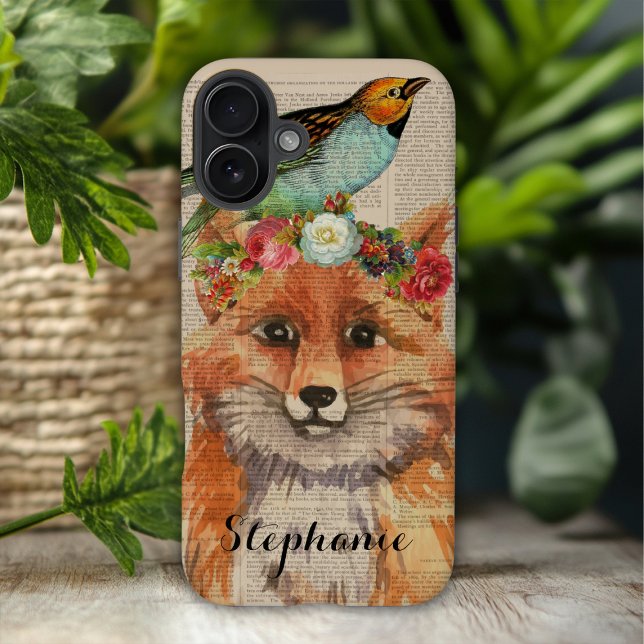 Coques Case-Mate iPhone Amis floral Foxy aquarelle Nom personnalisé (Créateur téléchargé)