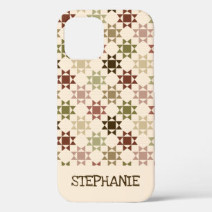 Case-Mate iPhone Case Amish Quilt Print Cream, Brown Personnalisé
