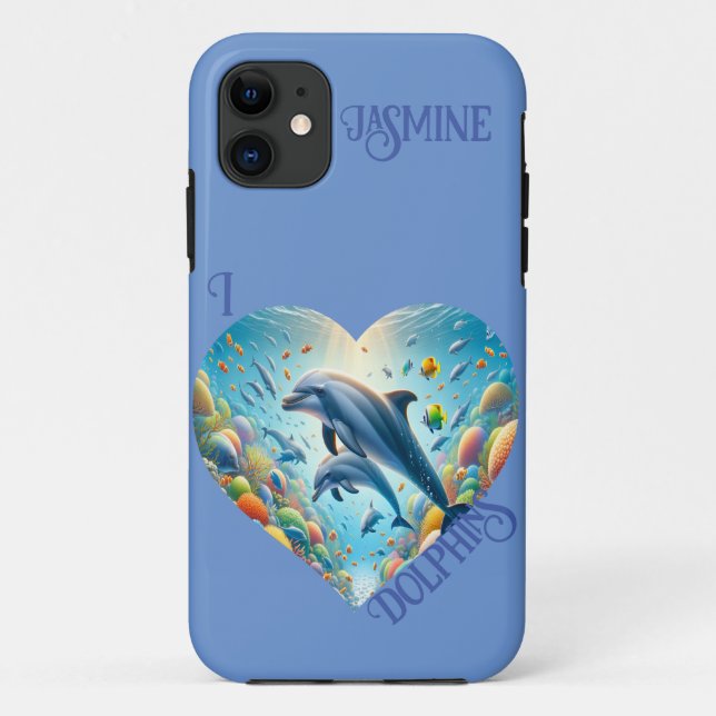 Coques Case-Mate iPhone Amour de dauphin personnalisable (Dos)