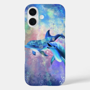 Coque Pour iPhone 16 Amour de la famille des dauphins