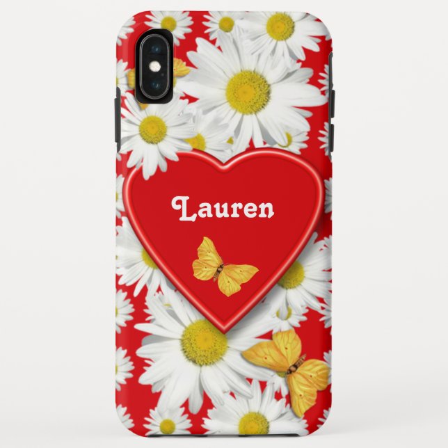 Coques Case-Mate iPhone Amour d'or de jardin de marguerite de papillons (Dos)