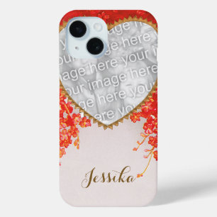 Coque Pour iPhone 15 Amour et romance vintage, cœurs et fleurs