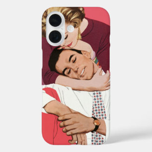 Coques iPhone 16 Amour et romance vintage, jeunes mariés en rose