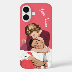 Coque Pour iPhone 16 Amour et romance vintage, jeunes mariés en rose