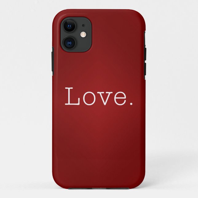 Coques Case-Mate iPhone Amour.  Gradient rouge sang et citation blanche (Dos)