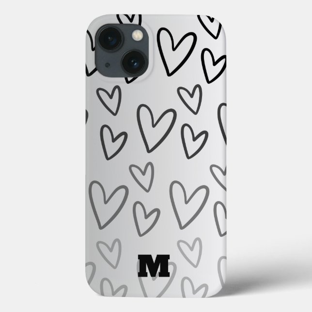 Coques Case-Mate iPhone amour mignon coeur noir et blanc téléphone personn (Verso)