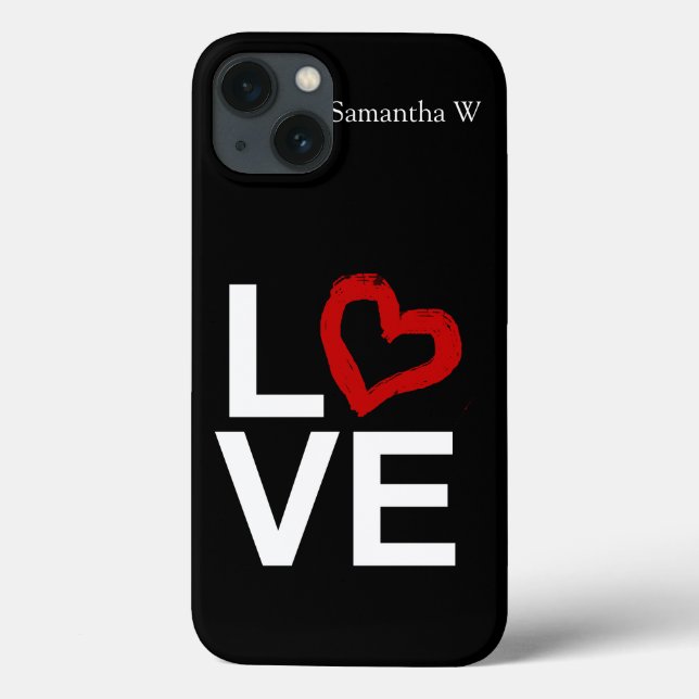 Coques Case-Mate iPhone AMOUR, Noir et Blanc avec Coeur Rouge Sketched (Verso)