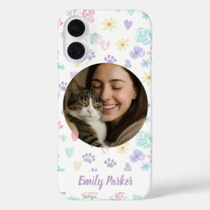 Coque Pour iPhone 16 Amour pour animaux personnalisé & fantaisie pastel