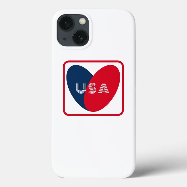 Coques Case-Mate iPhone Amour USA Patriotique Rouge Bleu Bleu Simple Coeur (Verso)