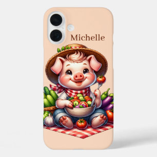 Coque Pour iPhone 16 Plus Amoureux de cochons amusants ajouter votre nom sei
