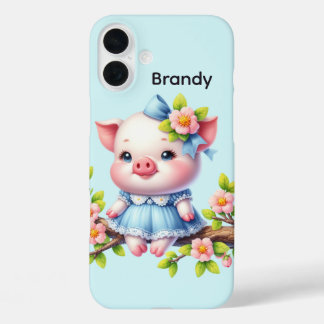 Coque Pour iPhone 16 Plus Amoureux de cochons amusants ajoutez votre nom