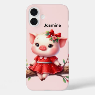 Coque Pour iPhone 16 Plus Amoureux de cochons amusants ajoutez votre nom