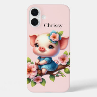 Coque Pour iPhone 16 Plus Amoureux de cochons amusants ajoutez votre nom