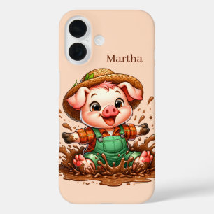 Coque Pour iPhone 16 Amoureux de cochons amusants ajoutez votre nom