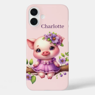 Coque Pour iPhone 16 Plus Amoureux de cochons amusants ajoutez votre nom