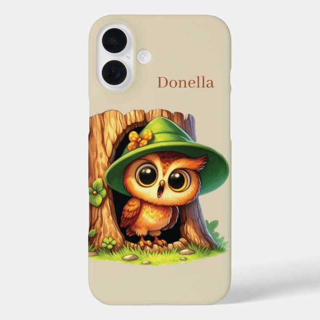 Coques Case-Mate iPhone Amoureux de hiboux mignons ajoutent un nom (Verso)
