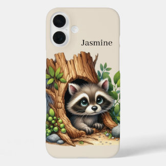 Coque Pour iPhone 16 Plus Amoureux de ratons laveurs mignons ajoutent un nom