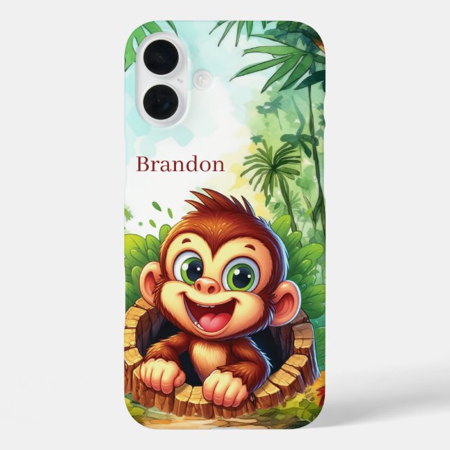 Coques Case-Mate iPhone Amoureux de singes mignons ajoutent un nom (Verso)