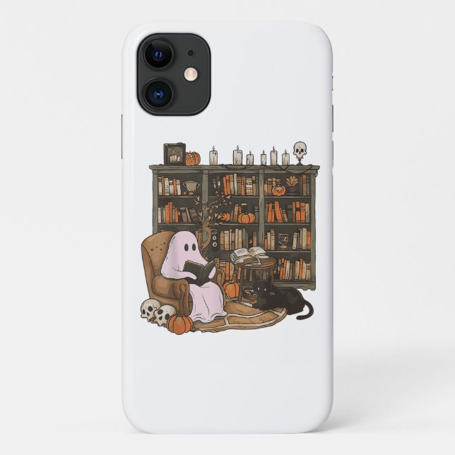 Coques Case-Mate iPhone Amoureux des chats du livre de lecture Ghost Hallo (Dos)