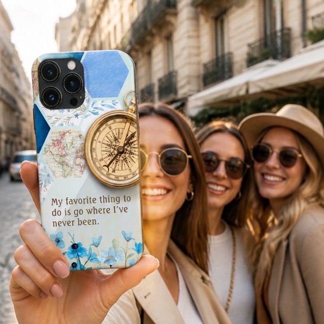 Coques Case-Mate iPhone Amoureux des Voyages | Boussole Dorée (Créateur téléchargé)