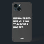 Case-Mate iPhone Case Amusant Présenté Mais Prêt À Discuter Des Chevaux<br><div class="desc">Funny Dark Grey présenté mais prêt à discuter de cas de téléphone de chevaux pour les équestres. Cette chemise à cheval amusante fait aussi un grand cadeau pour tout amateur de cheval. Utilisez l'outil de conception pour modifier la couleur du texte si vous le souhaitez et sélectionnez le coque de...</div>