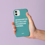 Case-Mate iPhone Case Amusant Présenté Mais Prêt À Discuter Des Chevaux<br><div class="desc">Funny Turquoise présenté mais prêt à discuter de cas de téléphone de chevaux pour les équestres. Ce drôle de boitier de téléphone à cheval fait également un grand cadeau pour tout amateur de cheval. Utilisez l'outil de conception pour modifier la couleur du texte si vous le souhaitez et sélectionnez le...</div>