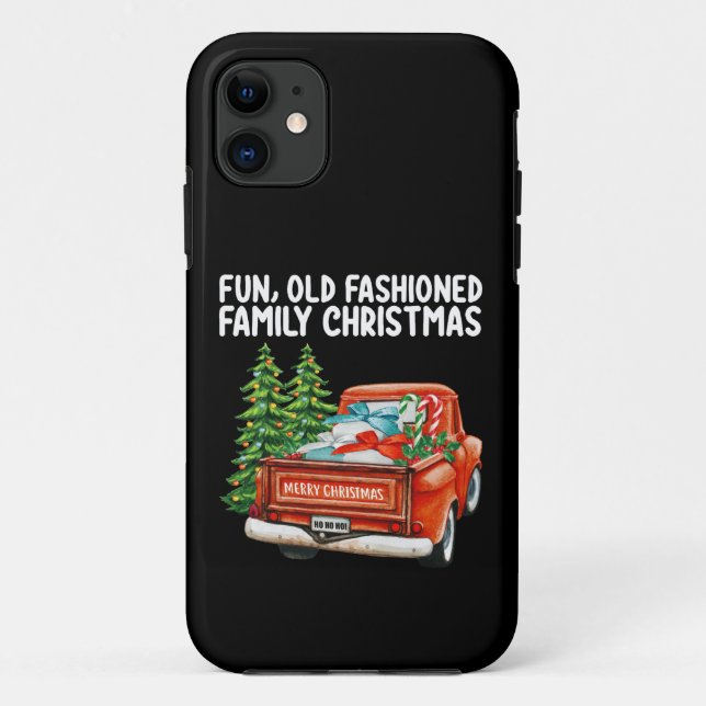 Coques Case-Mate iPhone Amusant Vieux Mode Famille Camion de Noël Arbre (Dos)
