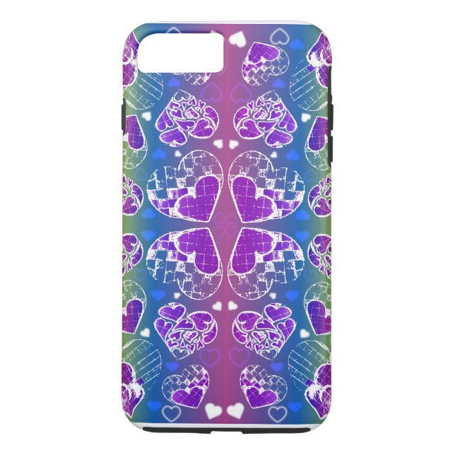 Coques Case-Mate iPhone Amusant Violet, bleu, jaune motif de Coeurs Whimsi (Dos)