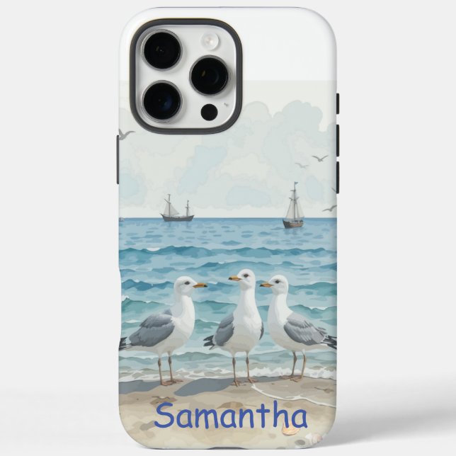 Coques Case-Mate iPhone Amusants Vacances d'été Sandy Beach Seaguls (Verso)