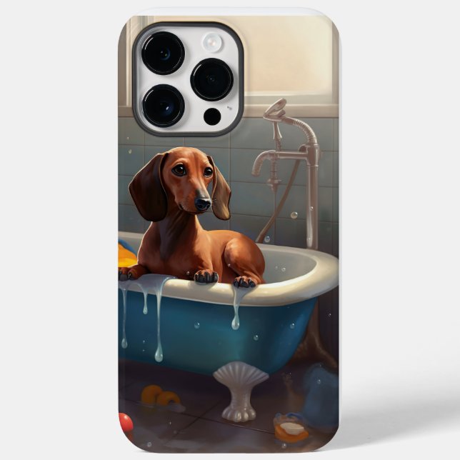 Coques Case-Mate iPhone Amusement du teckel au bain  (Verso)