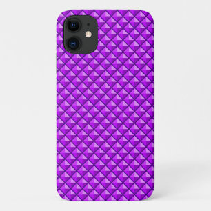 Coque iPhone 11 Amythyste violet, aspect émail, grille cloutée