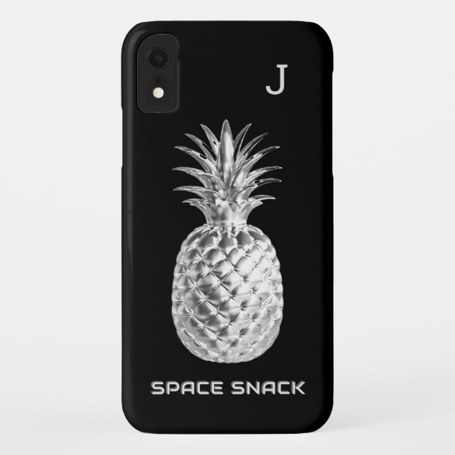 Coques Case-Mate iPhone Ananas argenté Space Snack Fruit Monogrammé (Dos)
