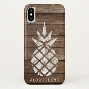 Coque iPhone X Ananas, blanchir sur bois