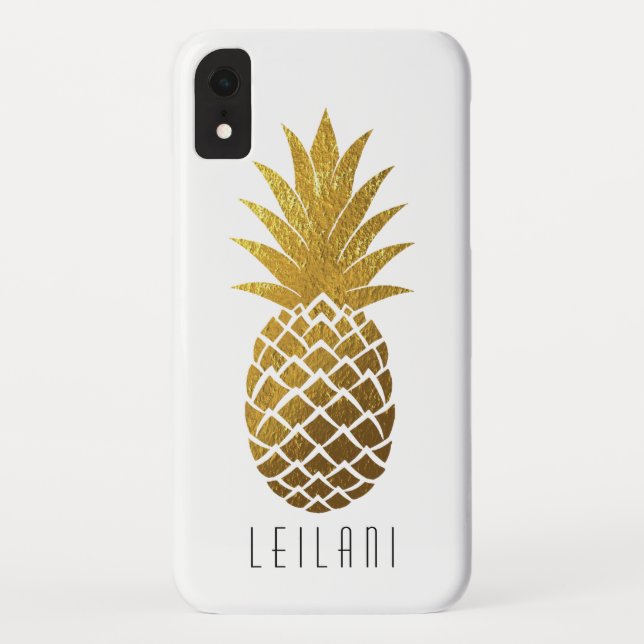 Coques Case-Mate iPhone Ananas élégant d'or de Faux (Dos)