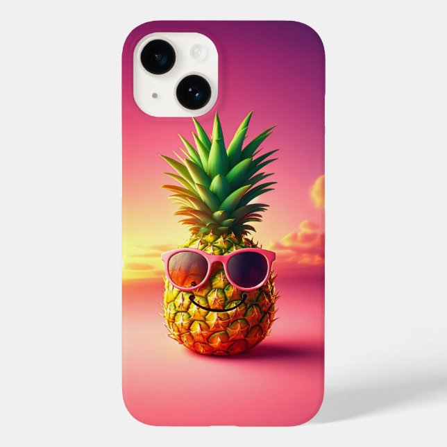 Coques Case-Mate iPhone Ananas Estival avec Lunettes de Soleil Roses - Heu (Verso)