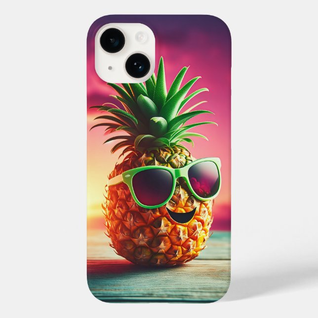 Coques Case-Mate iPhone Ananas Estival Frais avec Lunettes de Soleil Verte (Verso)