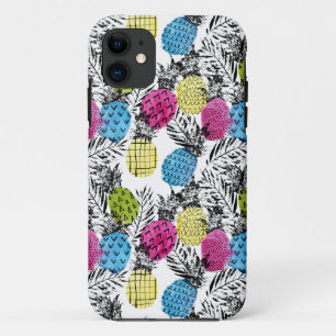 Coque iPhone 11 Ananas et palmettes d'art de bruit