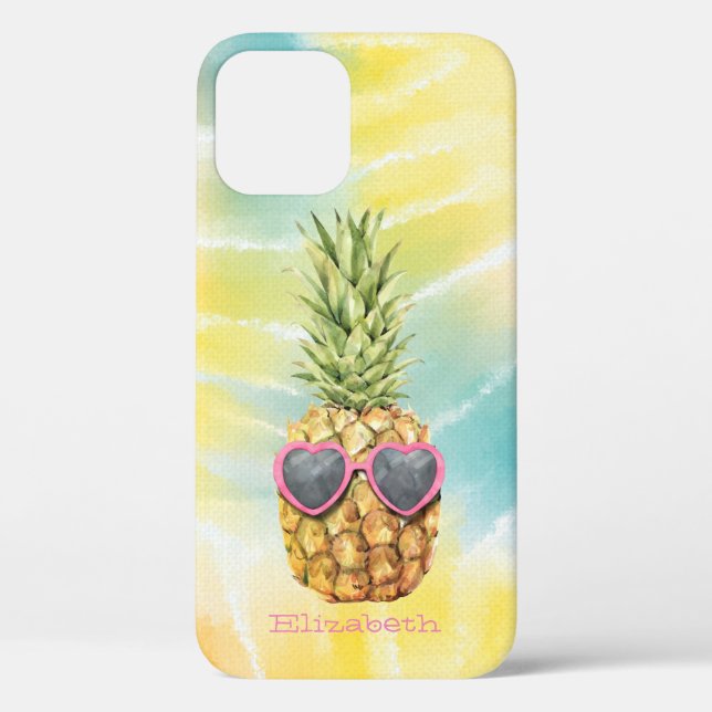 Coques Case-Mate iPhone Ananas Frais, Tie-Dye Arc-en-Ciel Aquarelle (Verso)