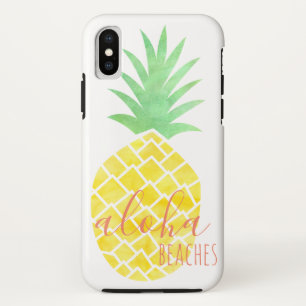 Case-Mate iPhone Case Ananas jaune et vert Aloha Beachea d'aquarelle
