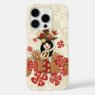 Coque iPhone 16 Pro Ananas Luau Hawaiian Hula Girl Rouge