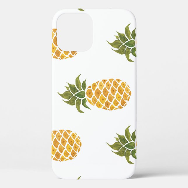 Coques Case-Mate iPhone Ananas peint à la main, arrière - plan aquarelle. (Verso)